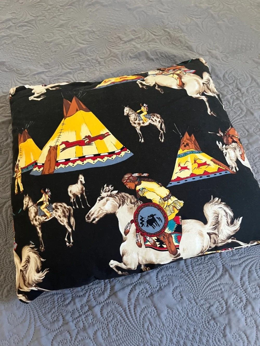 Western Teepee & Horse Decorative Throw Pillow - blanket